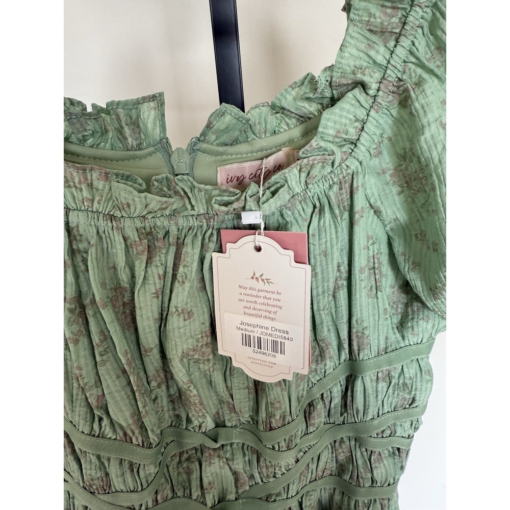 NWT ivy city co dresses josephine Green Floral Maxi Size Medium - Picture 3 of 4